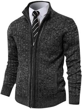 Pioneer Camp Men's Cardigan Sweaters Full Zip Up Slim Fit Stand Collar